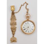 A gold plated Waltham keyless wind pocket watch with Royal movement, diameter 4.5cm, with gold