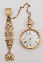 A gold plated Waltham keyless wind pocket watch with Royal movement, diameter 4.5cm, with gold