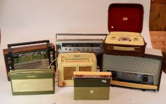 A collection of seven vintage radios, circa 1930s-80s, makers to include- His masters voice,