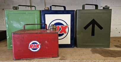 A SM and BP petrol ltd two gallon can, a WD1940 can and two other cans (4)