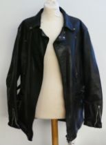 A 1960s large black leather motorcycle jacket