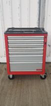A Britool metal seven height tool chest on wheels, H96, W73, D50cm.