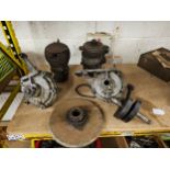 Two Peco engines dismantled, No 65614 and No A10 76521, two crank shafts, one fly wheel, three