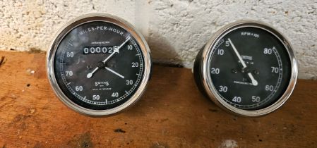 A Smiths chronometric 80 mph speedometer and a 8000 rpm rev counter, believed to be rebuilt.