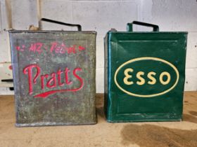 A Pratts Motor Spirit two gallon can with cap and an ESSO example