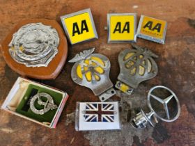 Five AA bumper badges and other automobilia