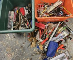 Two boxes of tools, many unused