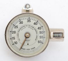 A Cowey motorcycle speedometer, patented 1904, 7cm, stripped and overhalled.
