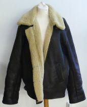 A 20th century brown sheepskin and fur lined jacket, hat and matching pair of gloves