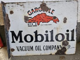 A Gargoyle Motor Oil vitreous enamel double sided wall mounted advertising sign, 51 x 40cm