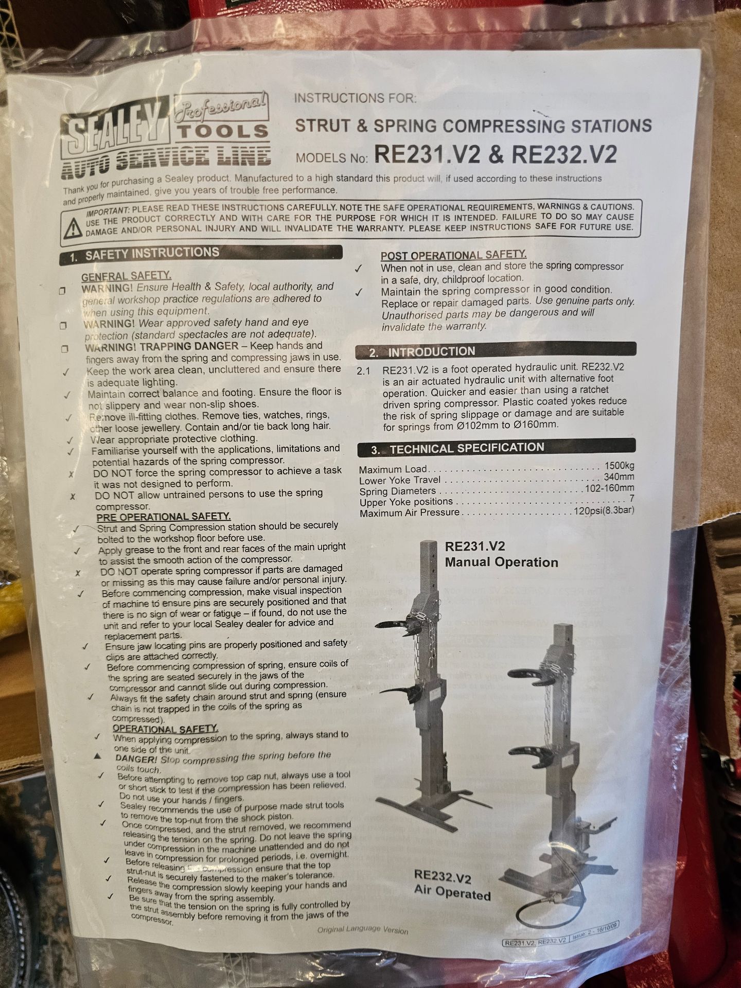 A Sealy strut and spring compressor station and a Sealey coil spring compressor system, both unused - Image 2 of 3