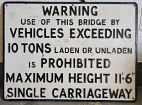 An alloy weight and height restriction sign, 91 x 67cm