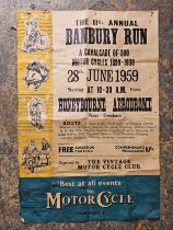 An original The Motor Cycle Banbury Run 1959 poster, 76 x 50cm