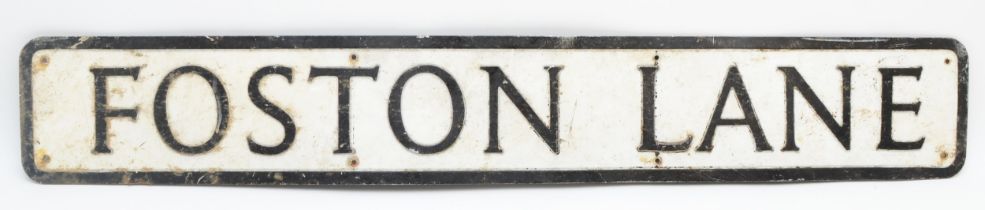 A die pressed street sign 'Foston Lane' 100x15cm.