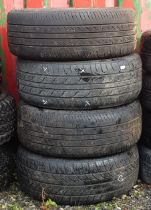 A set of four VW polo alloy wheels with tyres, size 185/55R14. (4)