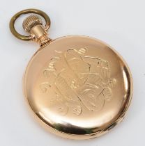 Waltham, a gold plated full hunter keyless wind pocket watch, Traveller movement numbered 11,780,