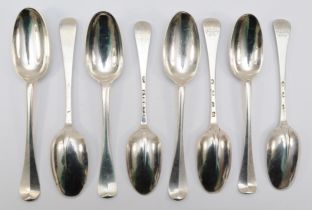 Three George II silver bottom struck serving spoons, London 1724, Edward jennings, A Queen Anne
