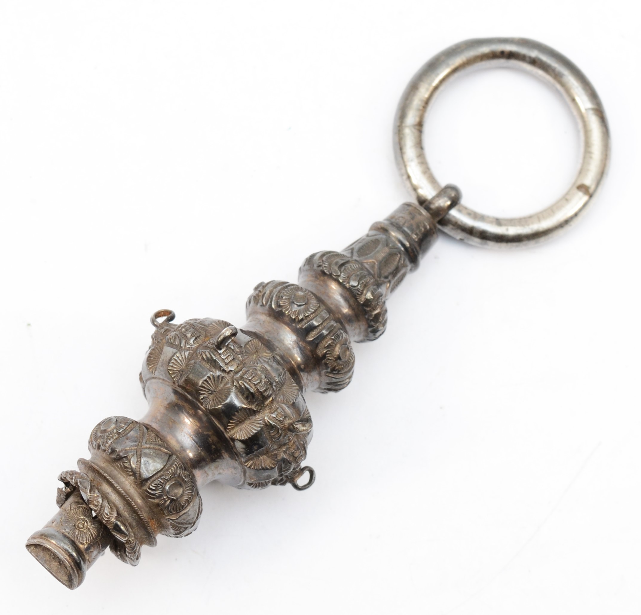 A Victorian silver baby rattle and whistle, 13.5cm, Birmingham 1879, 46gm. - Image 2 of 2