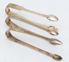 A George III bright cut pair of sugar tongs, London 1795,