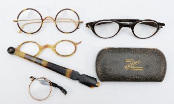 A group of spectacles to include a pair of 1/10 10ct example.