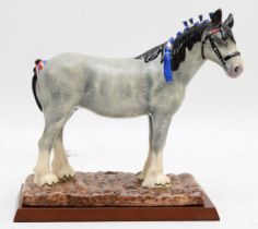 A Royal Doulton Animals figure Clydesdale Horse, RDA55, on wooden plinth, 21cm high