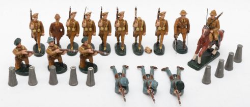 A collection of early 20th century military composite figures, by NB of Belgium, comprising