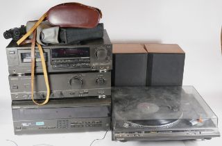A Technics Hifi stack system, comprising of a tuner ST-GT350, a cassette deck RS-BX404, a