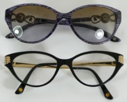 A pair of ladies Versace sunglasses, together with a pair of Versace prescription glasses, cased. (