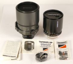 A Sigma Mirror lens (untested) together with a Tamron Mirror lens (untested), both cased (2)