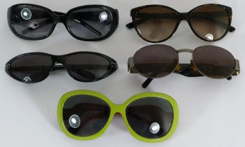 Five pairs of ladies designer sunglasses, makers to include; Fendi, Dolce & Gabbana, and Burberry (