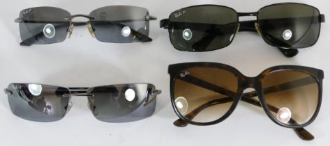 Four pairs of gents Ray Ban sunglasses, cased. (4)