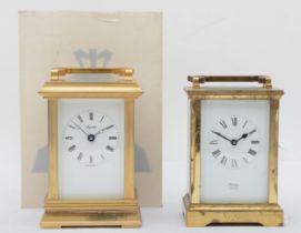 A late 20th century Angelus brass and four glass corniche cased presentation carriage clock, with
