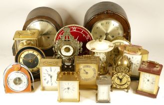 A collection of mid 20th century and later mantel clocks, anniversary clocks and carriage clocks,