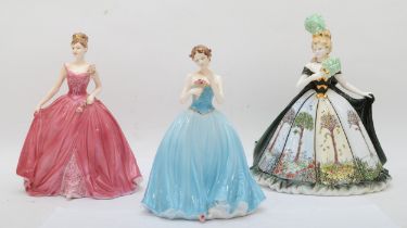 Three Coalport limited edition porcelain figures Victoria 520/7500, Millennium Ball (Four Seasons)