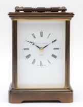 A 20th century Matthew Norman brass corniche cased mantle striking carriage clock, with repeater