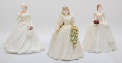 Three limited edition Coalport porcelain figures; New Years Promise, 861/7500, Her Hearts Desire