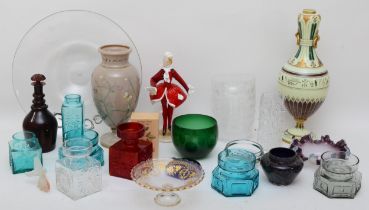 A collection of mid 20th century Frank Thrower Dartington glassware, to include flower vases, and