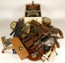 Four boxes of assorted early 20th century and later carpenters hand tools