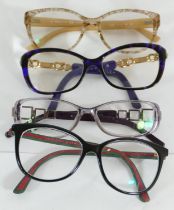 Four pairs of designer glasses, makers to include Jimmy Choo, Valentino, Givenchy and Gucci,