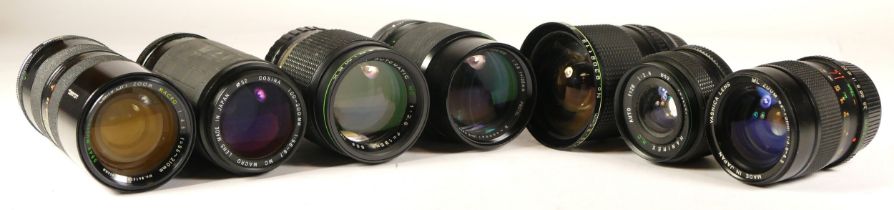 Seven assorted camera lenses (untested)