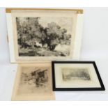 William Walcot (1784-1943) Berkley Square, etching on paper, signed and framed together with two
