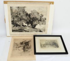 William Walcot (1784-1943) Berkley Square, etching on paper, signed and framed together with two