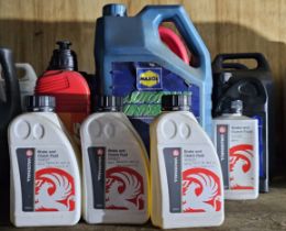 Various brake and clutch fluids gear oil and other fluids