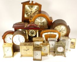 A collection of early 20th century and later mantel clocks, anniversary clocks, desk clocks and