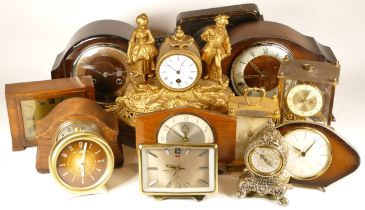 A collection of mid 20th century and later mantel clocks, anniversary clocks and carriage clocks,