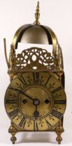 Richard Breckell of Holmes, a 19th century and later brass and iron lantern clock, with bell top,