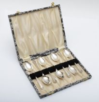 A cased set of seven George V silver teaspoons, by Wilmot Manufacturing Co, Birmingham 1929, with