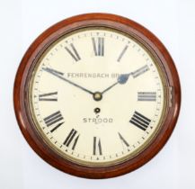 Fehrenbach Bros of Strood, a 19th century mahogany cased circular school type wall clock, the