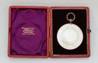 A Victorian silver Birmingham Agricultural Exhibition Society medal, 1881, inscribed 'Mr John Perry,