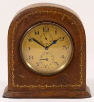 Johnston & Court, an early 20th century mantle clock, the brass dial with black Arabic numerals